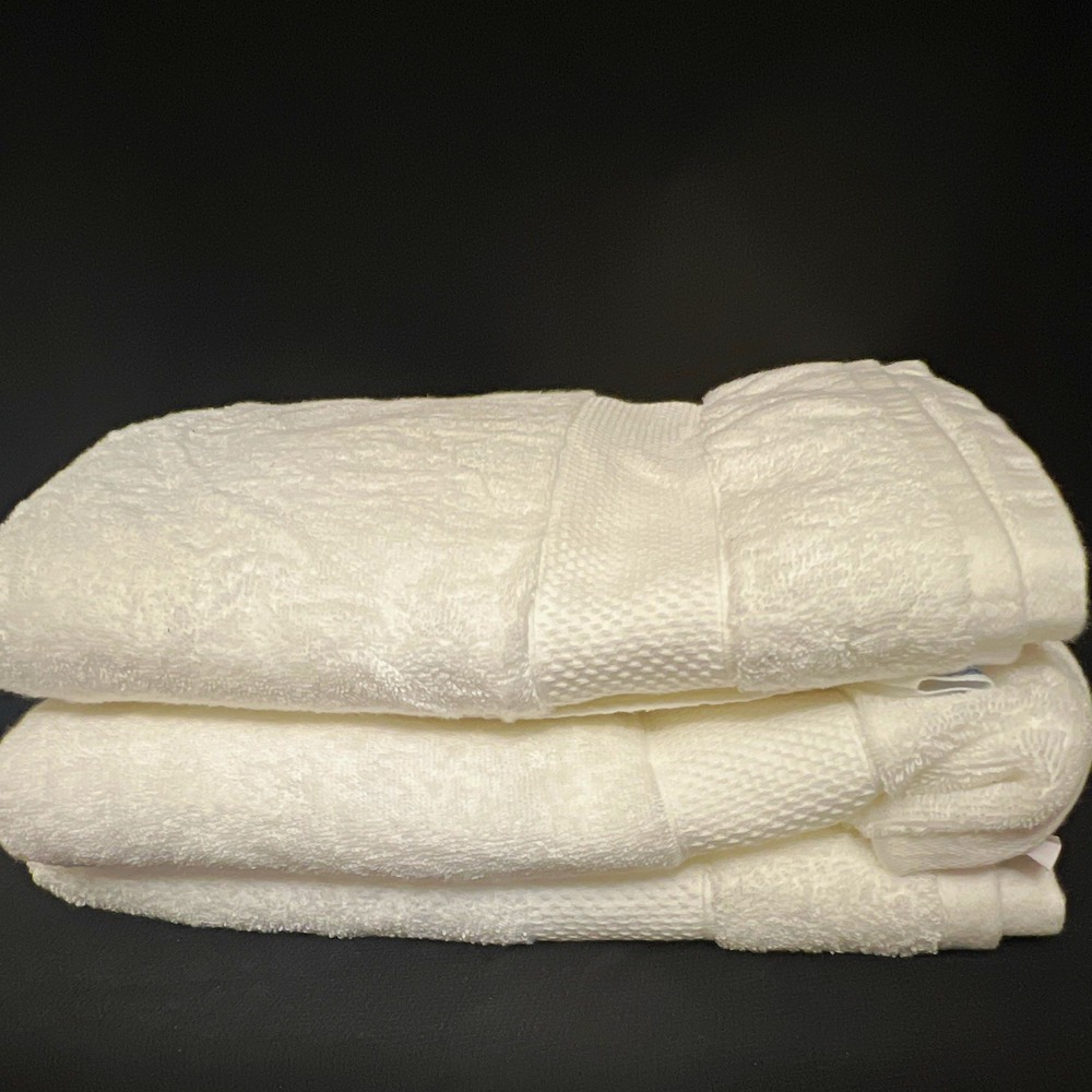 Therapedic White Bath Towel Cotton/Rayon Bamboo 30 x 56 Set of 3 Super Soft